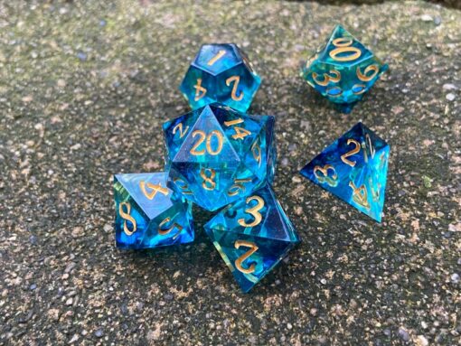 Cryomancer's Icy Grip 7-Piece Resin Dice Set for DnD