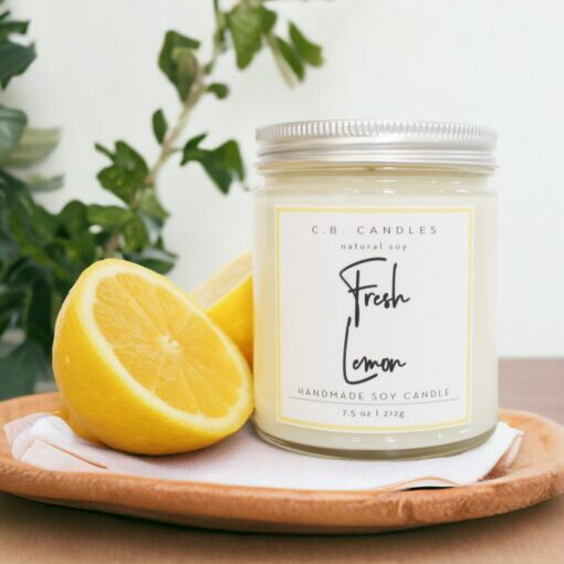 Invigorating Lemon Soy Candle 100% Natural, Handmade, Eco-Friendly