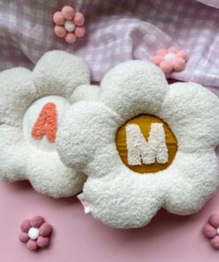 Personalized Boucle Daisy Initial Cushion Fluffy Nursery Decor for Kids