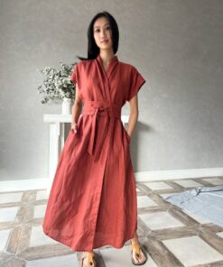 Elegant Linen Kimono Dress Embrace Comfort and Style in One