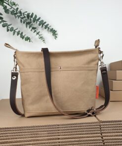Khaki Canvas Crossbody Bag Lightweight, Durable, and Stylish