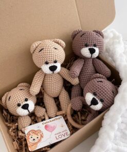Personalized Crochet Teddy Bear and Rattle A Cherished Keepsake for Baby's Journey