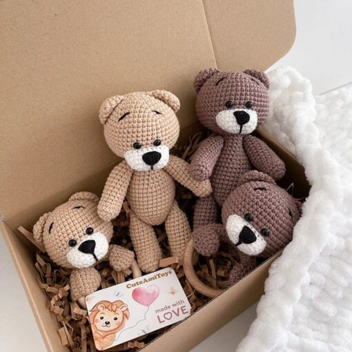 Personalized Crochet Teddy Bear and Rattle A Cherished Keepsake for Baby's Journey