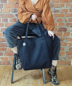 Everyday Black Eco Nubuck Handbag The Perfect Oversized Tote for the Conscious Fashionista