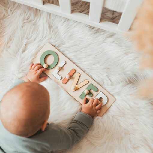 Personalized Name Puzzle Montessori Toy for Toddlers, Nursery Decor, and Baby Shower Gift