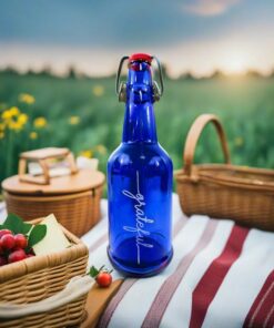 Personalized 16 oz Blue Glass Water Bottle Stay Hydrated, Stay Healthy