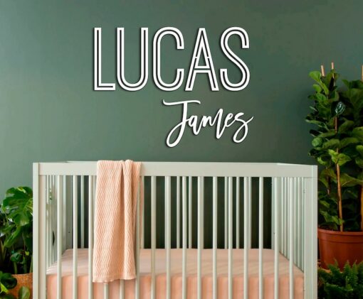 Personalized Wooden Name Cutouts Stacked Names, Last Name Wall Sign, Nursery Decor