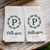 Personalized Dish Towel Embroidered Family Name, Established Year, Custom Tea Towel, Kitchen Decor, New Couple Gift, Wedding Present