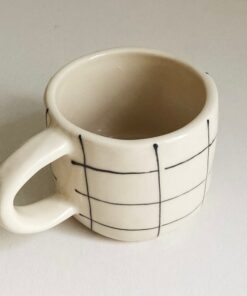 Exquisite Checkered Ceramic Mug A Timeless Treasure for Coffee, Tea, and Matcha Connoisseurs