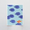 Striped Blue Fish Art Print Signed and Printed by Jorey Hurley - Unframed or Framed (240211)