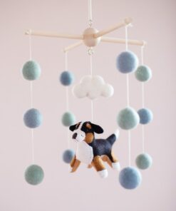 Bernese Mountain Dog and Cloud Baby Mobile A Celestial Adventure for Your Little One