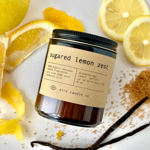 Indulge in the Sweetness of Citrus Sugared Lemon Zest Beeswax Candle