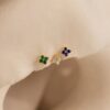 Caitlyn Minimalist's Trio of Floral Studs Sapphire, Diamond, and Gold