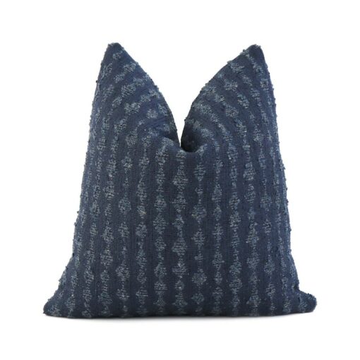 Kelly Wearstler Serai Boucl? Midnight Blue Throw Pillow Cover Elevate Your Home Decor with Designer Style