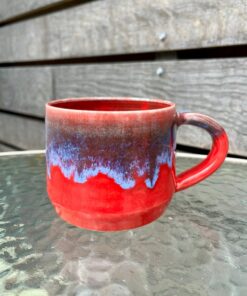 Mesmerizing Crimson and Azure Ceramic Mug A Symphony of Hues