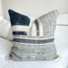 Vintage Indigo Hemp Pillow Cover Hand Block Printed Textile for Bohemian Charm