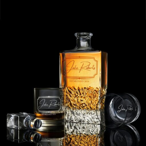 Personalized Whiskey Decanter Set Premium Engraved Groomsmen Gifts with Complimentary Gift Boxes