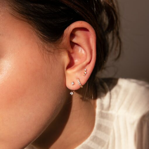 Caitlyn Minimalist Diamond Earring Set Elevate Your Style with Graceful Ear Climber and Jacket