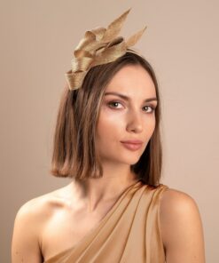 Gilded Glamour Sculptural Fascinator for Weddings and Special Occasions