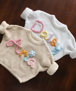 Personalized Baby Knit Sweater Embroidered Name, Perfect for Coming Home Outfit or Gift