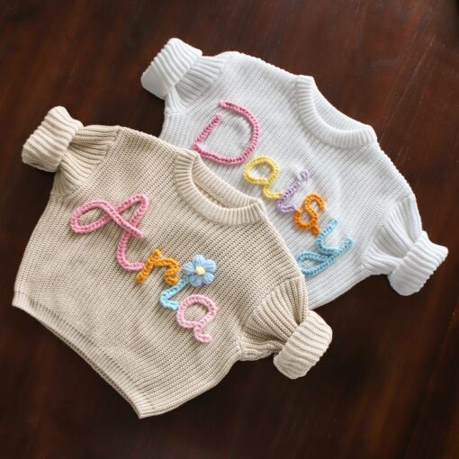 Personalized Baby Knit Sweater Embroidered Name, Perfect for Coming Home Outfit or Gift