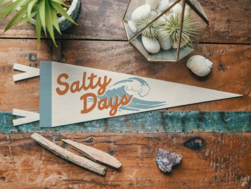 Salty Days Felt Pennant Vintage Surf Vibes for Your Beachy Abode