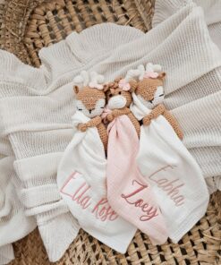 Personalized Baby Comforter Embroidered Security Blanket, Bunny Lovey, Muslin Comforter, Unique New Baby Gift, First Easter Present