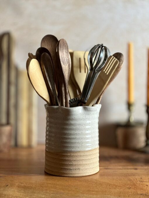 Artisan-Crafted Stoneware Utensil Crock Elevate Your Kitchen with Style and Functionality