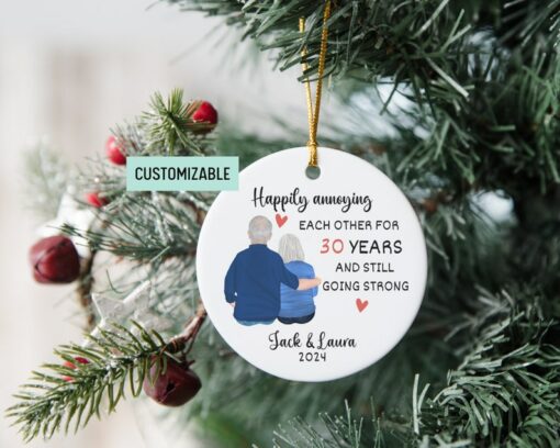 Celebrate 30 Years of Love Personalized Pearl Anniversary Ornament for Grandparents