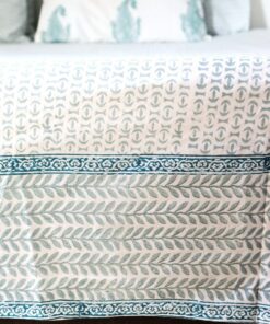 Handcrafted Block Print Sheet Set Artisan-Crafted Indian Prints in King Size Blue Geometric, Perfect for Weddings and Home Decor