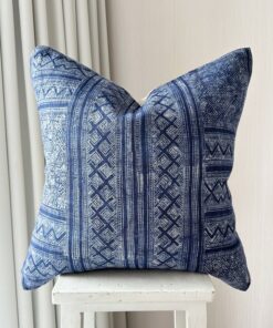 Vintage Indigo Hemp Pillow Cover Handcrafted Charm for Your Home