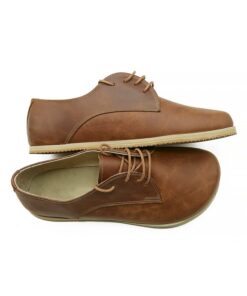 Handmade Barefoot Tan Oxford Shoes Zero Drop Sole, Wide Toe Box, Grounding