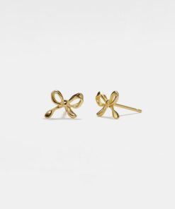 Dainty Bow Tie Stud Earrings Tiny Gold Bowknot Wedding Earrings for Bridesmaids, Sterling Silver Friendship Jewelry, Trendy Best Friend Gift