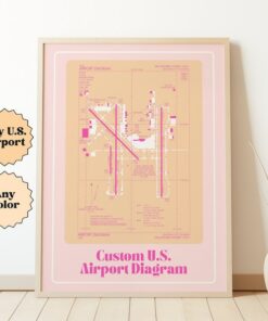 Personalized U.S. Airport Map Print Elevate Your Aviation Decor