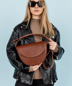 Chic Half-Moon Leather Bag The Perfect College Companion and Graduation Gift