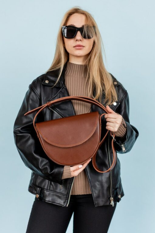 Chic Half-Moon Leather Bag The Perfect College Companion and Graduation Gift