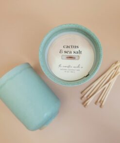 Invigorating Oasis Cactus Sea Salt Candle with Natural Coconut Wax and Refreshing Ocean Scent