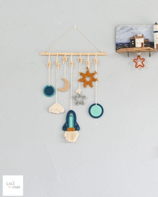 Celestial Tapestry Rocket Ship Wall Art for Cosmic Explorers