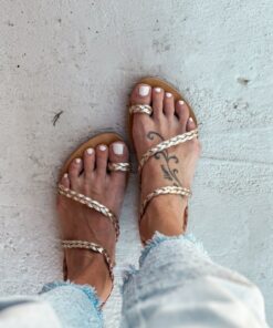 Golden Goddess Sandals Embrace the Spirit of Greece with SYROS Braided Gold Leather Sandals