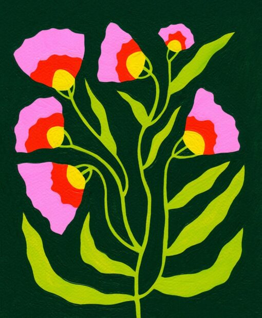 Folk Art Blooms Vibrant Inkjet Print for a Touch of Cultural Charm