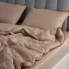 Indulge in Tranquil Slumber Beige Sateen Duvet Cover, 100% Cotton Luxury for a Restful Night