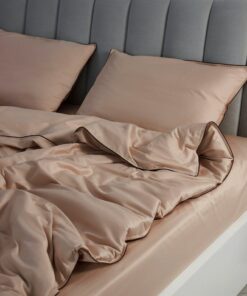 Indulge in Tranquil Slumber Beige Sateen Duvet Cover, 100% Cotton Luxury for a Restful Night