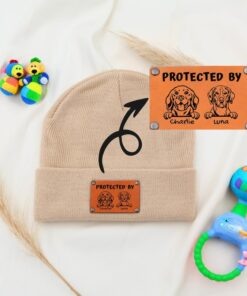 Personalized Baby Beanie with Vegan Leather Name Patch A Unique and Thoughtful Gift for Little Ones