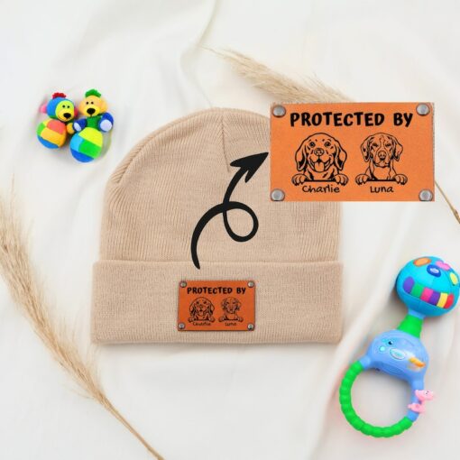 Personalized Baby Beanie with Vegan Leather Name Patch A Unique and Thoughtful Gift for Little Ones