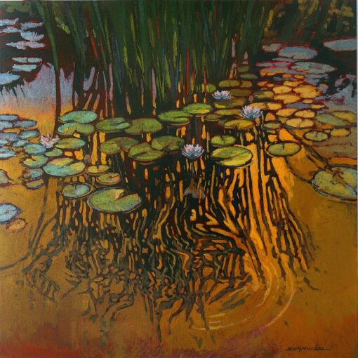 Dusk on the Pond A Tranquil Sunset Gicl?e Print by Jan Schmuckal
