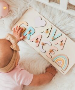 Personalized Wooden Name Puzzle Educational Montessori Toy for 1-Year-Old Boys