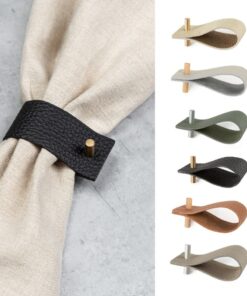 Modern Leather Napkin Rings with Brass, Steel, or Wooden Pin | Elevate Your Table Decor