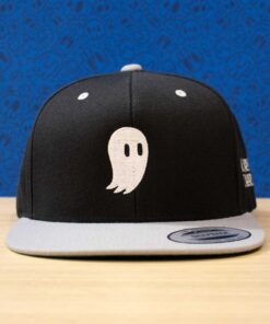 Fred the Ghost Embroidered Ghost Snapback Hat | Classic Black and Gray