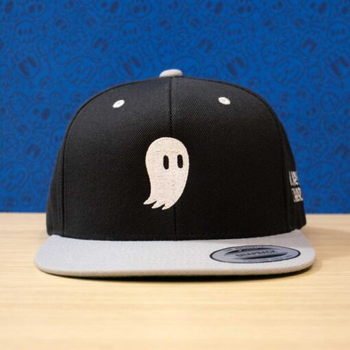 Fred the Ghost Embroidered Ghost Snapback Hat | Classic Black and Gray