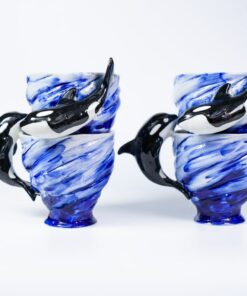 Orca Sky Blue Ceramic Mugs Dive into the Depths of Oceanic Charm
